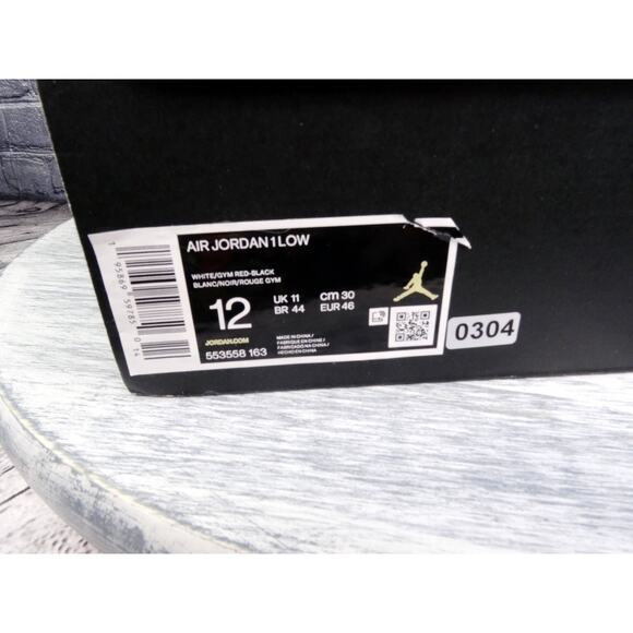 Nike Air Jordan 1 Low Reverse Black Toe Chicago White/Gym Red-Black	Men 12 NIB main image 6